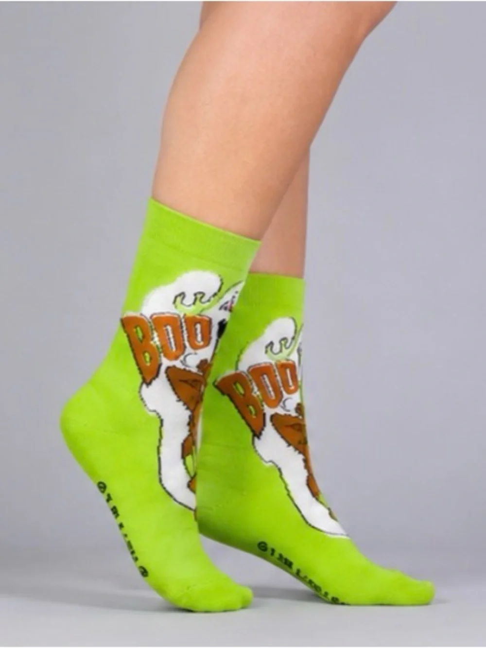 Scooby Doo Green Graphic Crew Socks - Boo Design Halloween